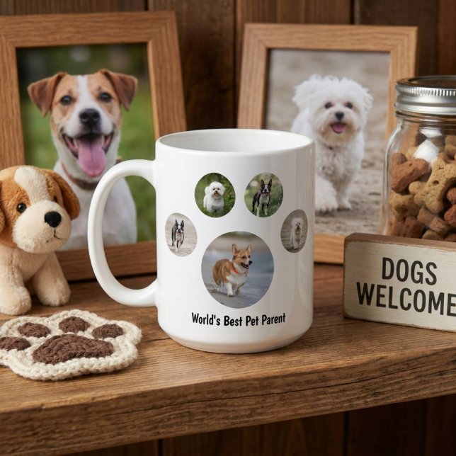 Custom Dog Photo Paw Print Coffee Mug (Creator Uploaded)