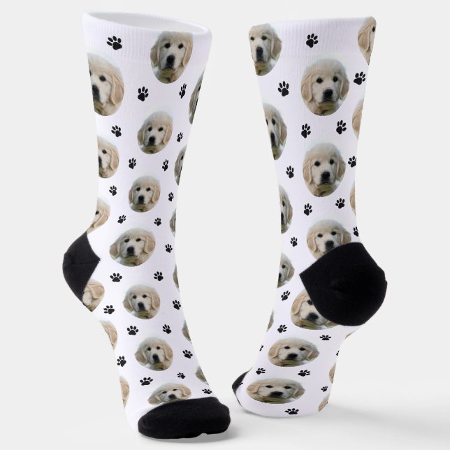 Custom Dog Photo Paw Print Socks (Angled)