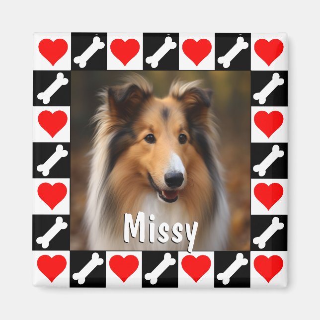 Custom Dog Photo Personalised Picture and Name Magnet (Front)