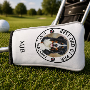 Custom Dog Photo Pet Best Dad By Par Monogram Golf Head Cover