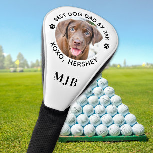 Custom Dog Photo Pet Best Dad By Par Monogram   Golf Head Cover