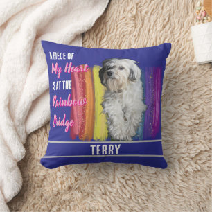 Custom Dog Photo Rainbow Bridge Memorial Ornament  Cushion