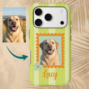 Custom Dog Photo Retro Postage Stamp with Name