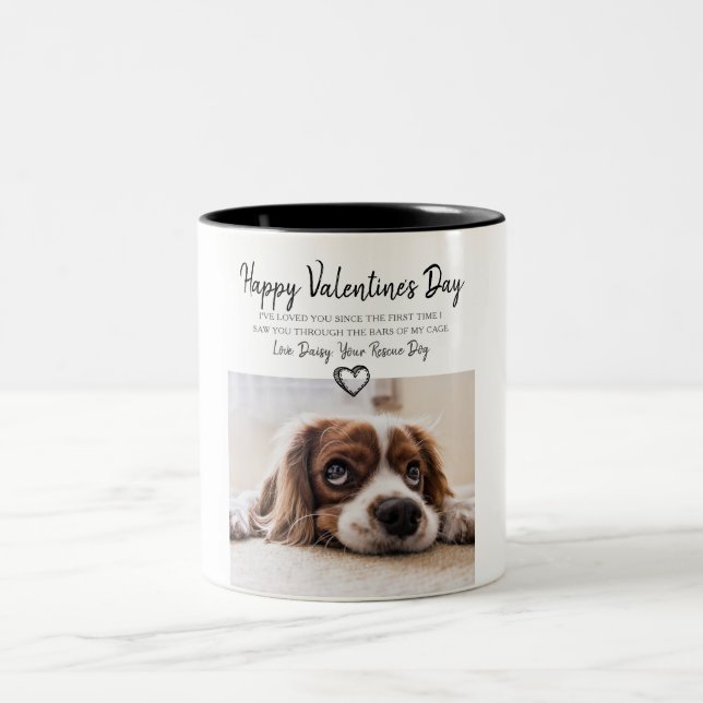 Custom Dog Photo Valentine Day Mug From Rescue Dog (Center)
