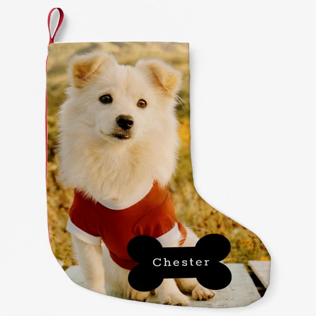 Custom Dog Photo with Personalized Name  Small Christmas Stocking (Front)