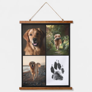 Custom Dog Photos Collage Paw Print Personalized Hanging Tapestry