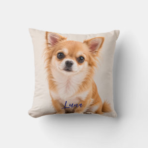 Custom Dog Picture & Name Throw Pillow 