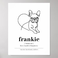 Custom Dog Portrait French Bulldog Line Art Poster