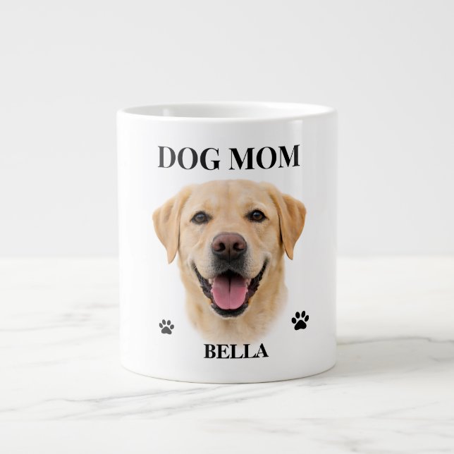 Custom Dog Portrait Gift for Her | Personalised Large Coffee Mug (Front)