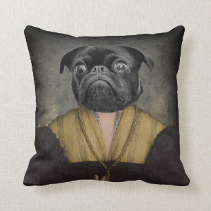 Custom Dog Portrait Painting 16th Century Lady Cushion