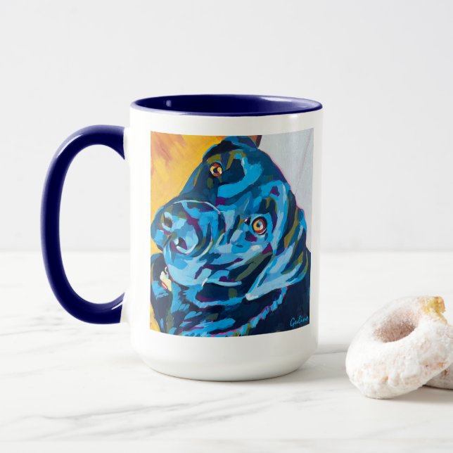 Custom Dog Portrait Painting - Forever Loved Pet Mug (With Donut)