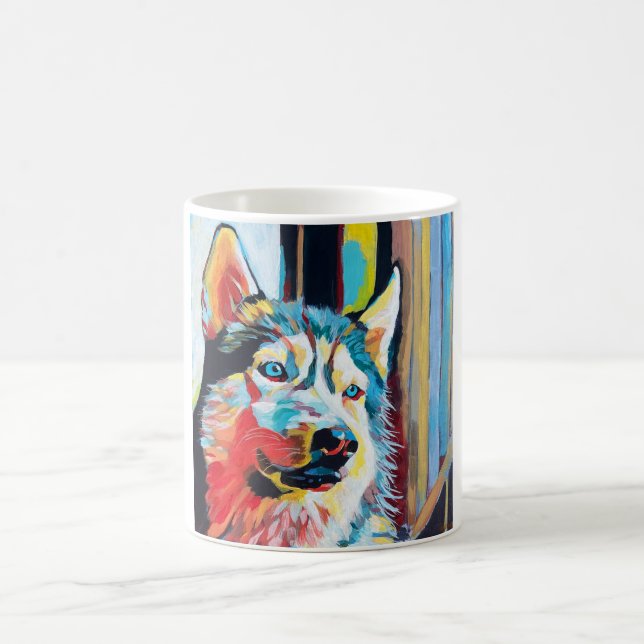Custom Dog Portrait Painting - Husky Lover Gift Coffee Mug (Center)