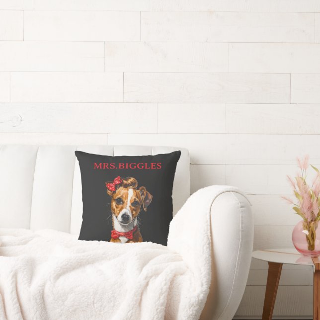 Custom Dog Portrait – Personalised Pet Name Design Cushion (Couch)