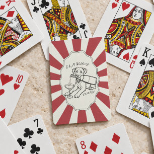 Custom Dog Portrait Wedding Guest Book Keepsake Playing Cards
