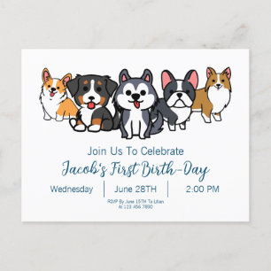 Custom-Dog Puppy Birthday Party Paw-ty Invitation Postcard