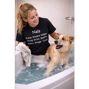 Custom Dog Runs Towards Water Runs From Bath T-Shirt