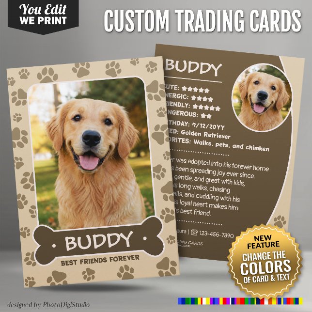 Custom Dog Trading Card, Editable Colours Cute Pet Calling Card (Custom Dog Trading Card, Editable Colors Cute Pet Calling Card)