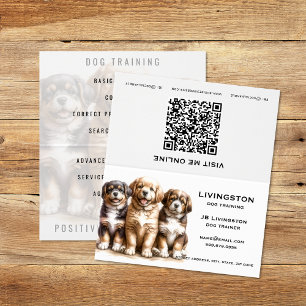 Custom Dog Trainer QR Code Folded Business Card