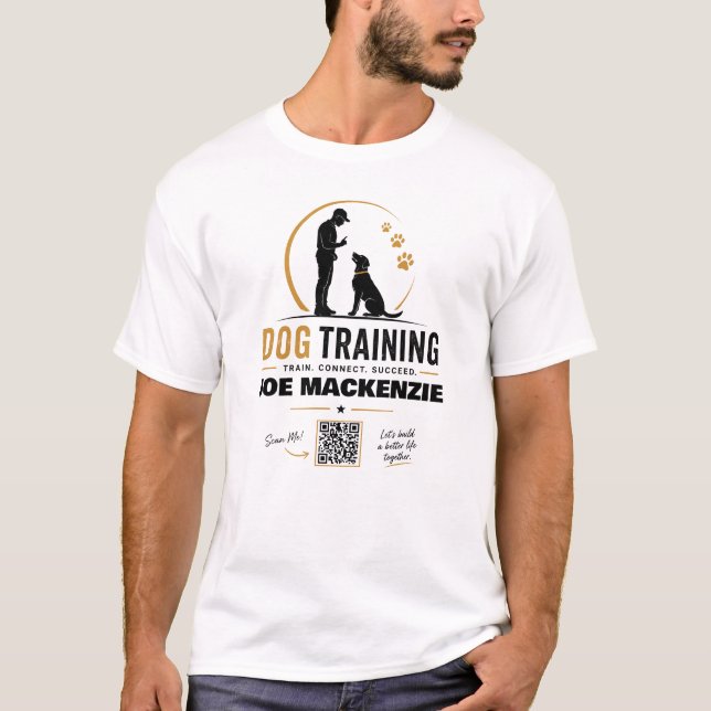 Custom Dog Trainer T-Shirt with Name & QR Code  (Front)