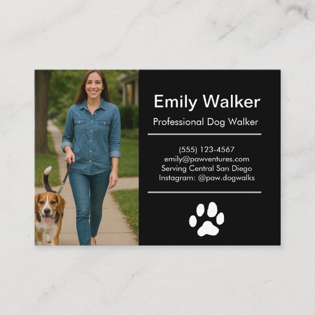 Custom Dog Walker Business Card with Photo  (Front)