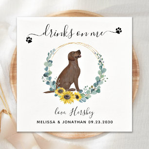 Custom Dog Wedding Drinks On Me Labrador Cocktail Napkin