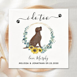 Custom Dog Wedding I Do Too Labrador Cocktail  Napkin