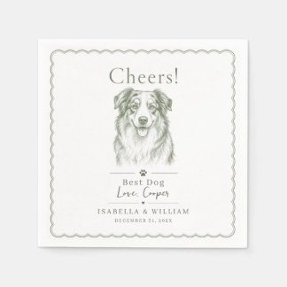 Custom Dog Wedding Signature Minimalist Pet Menu Napkin