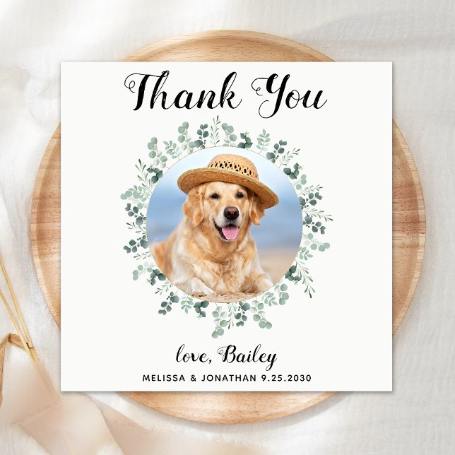 Custom Dog Wedding Thank You Modern Photo  Napkin (Creator Uploaded)