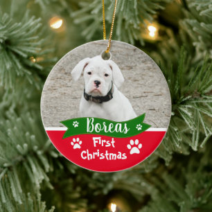 Custom Dogs First Christmas Ceramic Ornament