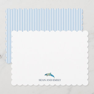 Custom Dolphin Blue Stripe Logo Stationary Thank You Card