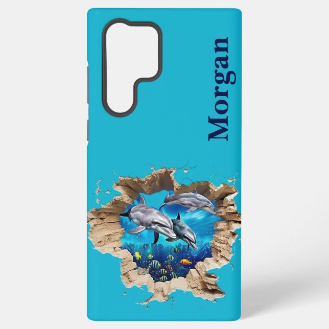 Custom Dolphin Design - Gift for Kids and Adults Samsung Galaxy S22 Ultra Case (Back)