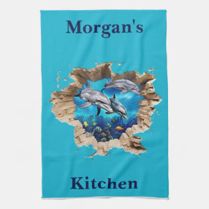 Custom Dolphin Design - Gift for Kids and Adults Tea Towel