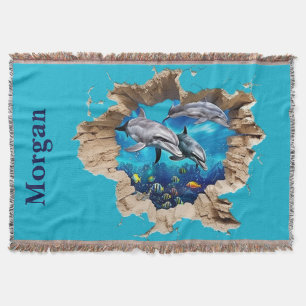 Custom Dolphin Design - Gift for Kids and Adults Throw Blanket