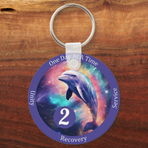 Custom Dolphin Recovery Milestone Gift - Sobriety  Key Ring