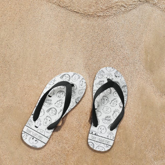 Custom doodle kids flip flops