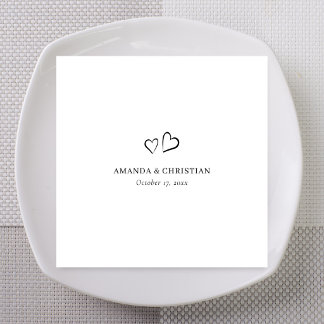 Custom Double Heart Wedding with Names Napkin