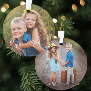 Custom Double Sided 2 Photo Ornament