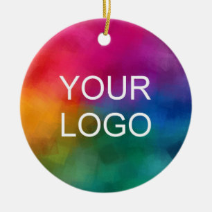 Custom Double Sided Business Company Logo Circle Ceramic Ornament