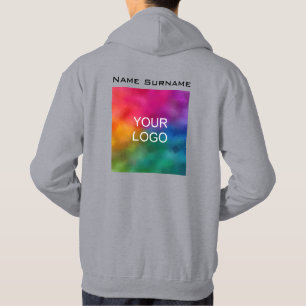 Custom Double Sided Business Logo Men's Grey Basic Hoodie