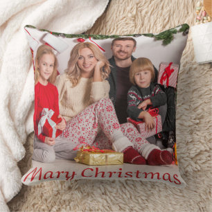 Custom Double-Sided Family Photo Christmas gift Cushion