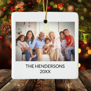 Custom Double Sided Family Photo Portait Christmas Ceramic Ornament