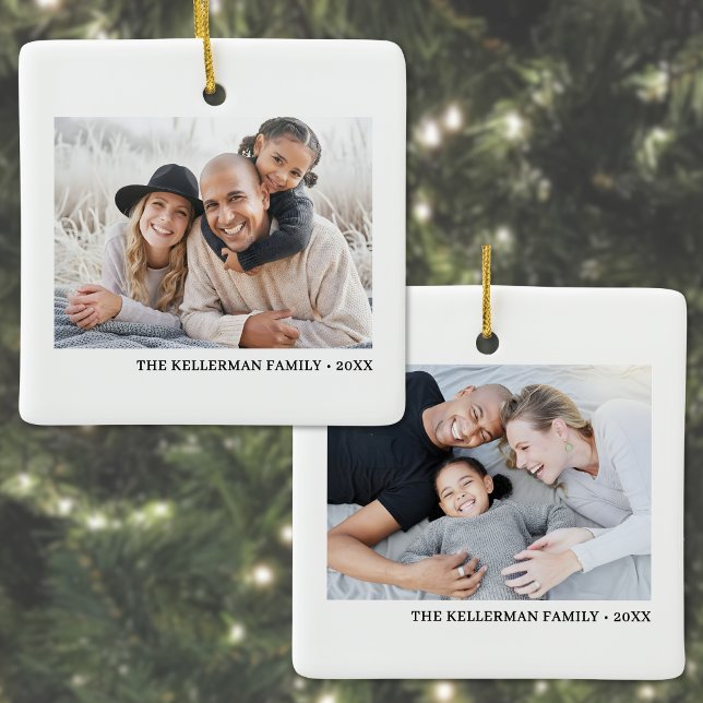 Custom Double Sided Family Two Photo Christmas Ceramic Ornament (Custom Double Sided Family Two Photo Christmas Ceramic Ornament)