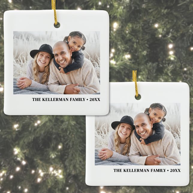 Custom Double Sided Family Two Photo Christmas Ceramic Ornament (Custom Double Sided Family Two Photo Christmas Ceramic Ornament)