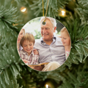 Custom Double Sided Family Two Photo Christmas Ceramic Ornament