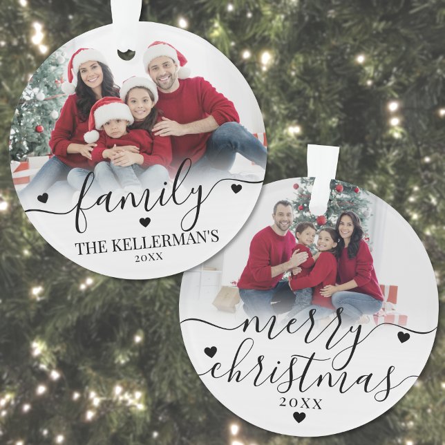 Custom Double Sided Family Two Photo Christmas Ornament (Custom Double Sided Family Two Photo Christmas Ornament )