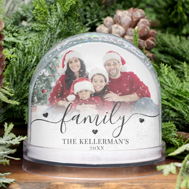 Custom Double Sided Family Two Photo Christmas Snowglobe (Custom Double Sided Family Two Photo Christmas Snow Globe)
