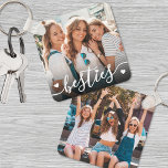 Custom Double Sided Friend Two Photo Key Ring<br><div class="desc">Create a custom keepsake with this personalised family or kids photo keychain, now featuring a sweet new design on the front. The layout includes space for one favourite photo with the word "besties" written across the bottom in a flowing script font, accented by a few small heart details. A subtle...</div>