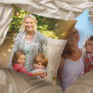 Custom double sided mum and kids photo text cushion