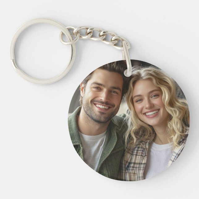 Custom Double-Sided Photo and Text Key Ring (Front)