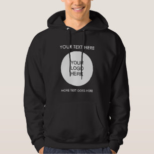 Custom Double Sided Print Logo Text Mens Black Hoodie